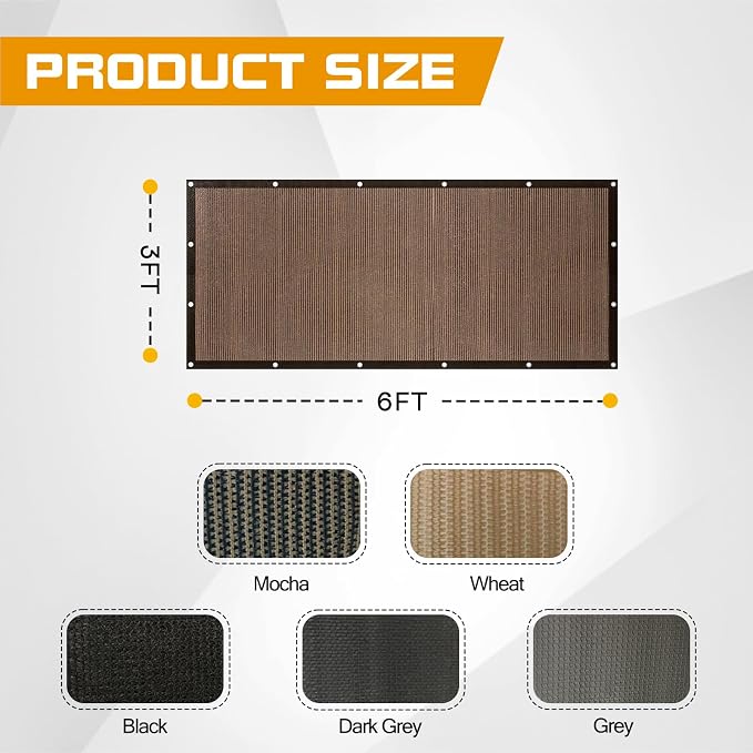 3'x 6' Pergola Shade Cover, Mocha Outdoor Sun Shade Cloth - Image 2