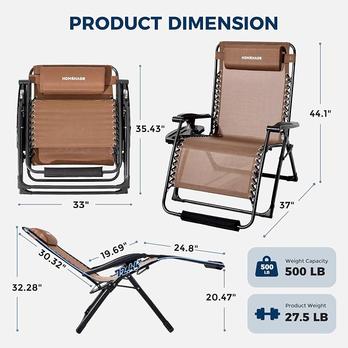 HOMSHADE XXL Zero Gravity Chair - Image 2