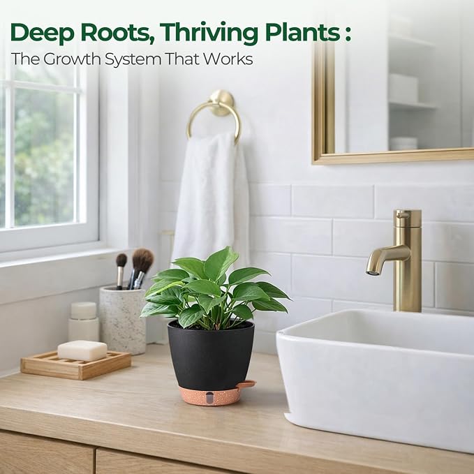 T4U 6 Inch Self Watering Pots for Indoor Plants - Image 8