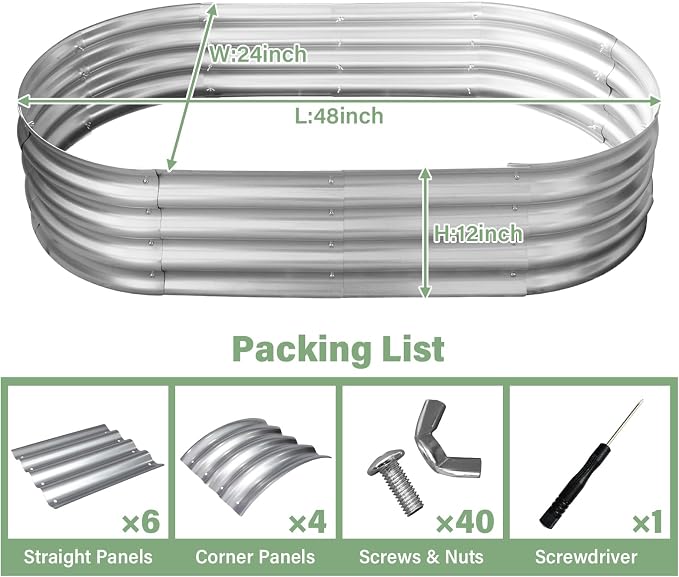 TATAANTY Raised Garden Bed for Outdoor: 4x2x1ft Durable Metal Vegetable Plant - Image 2