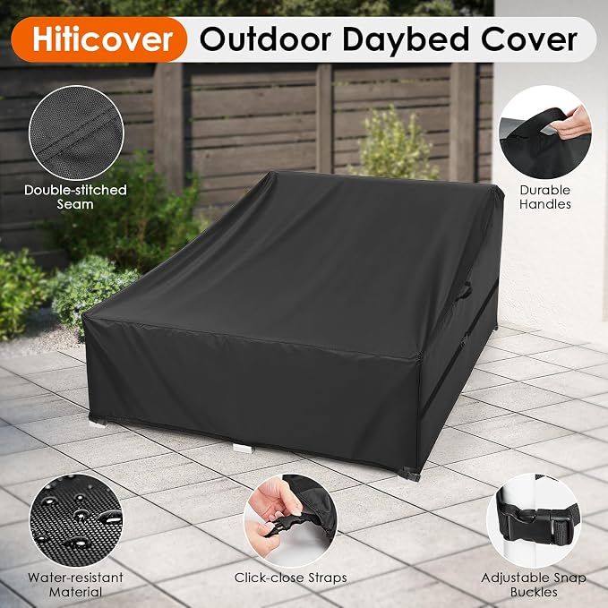 Outdoor Patio Rattan Daybed Cover, Waterproof Paito Sunbed Cover, Outdoor - Image 3