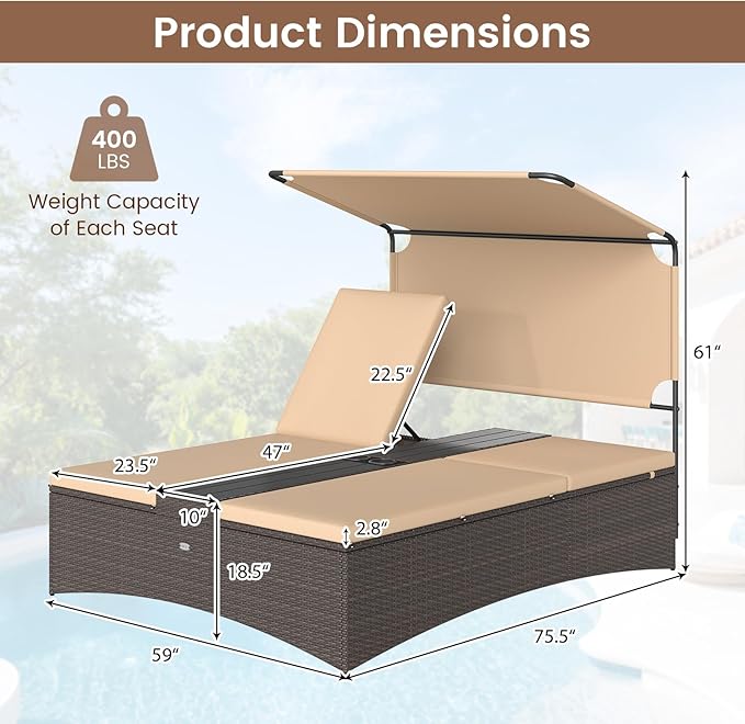 Tangkula Outdoor Rattan Daybed - Image 4