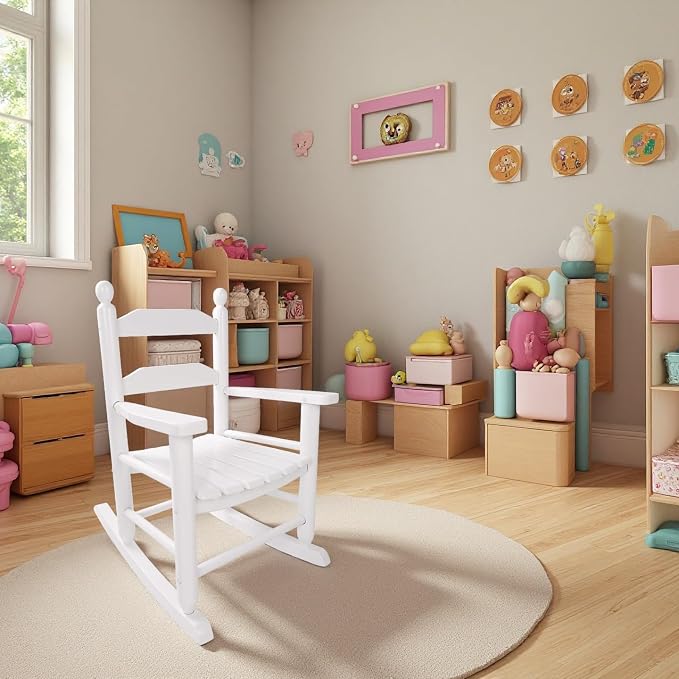 Toddler Rocking Chair Wooden Toddlers Comfy Recliner Rocker - Image 6