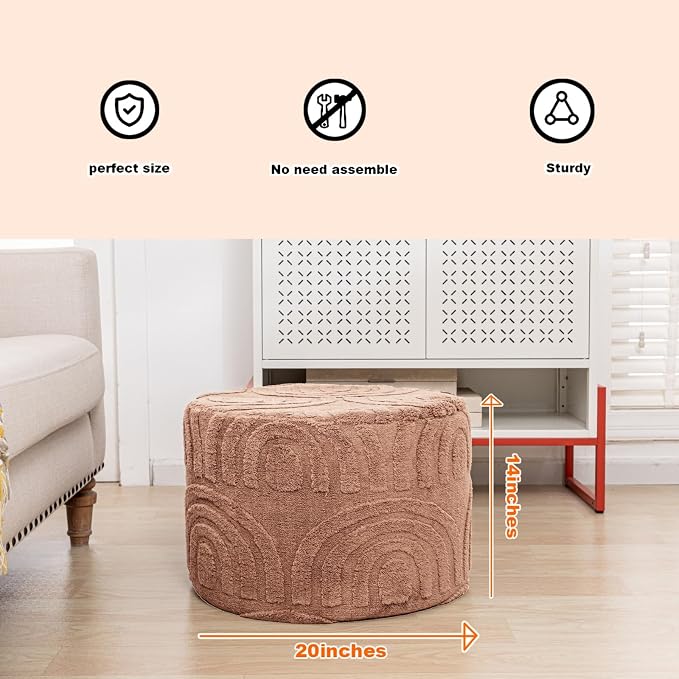 Asuprui Plush Fabric Ottoman Footrest – 20"x14" Soft Foam Pouf - Image 8