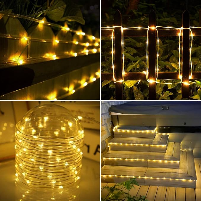 Solar Rope Lights, 33ft 100LED Solar String Lights, 8 Modes Waterproof Solar - Image 7