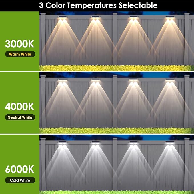 12 Pack Solar Fence Lights Outdoor Waterproof LED - Image 2