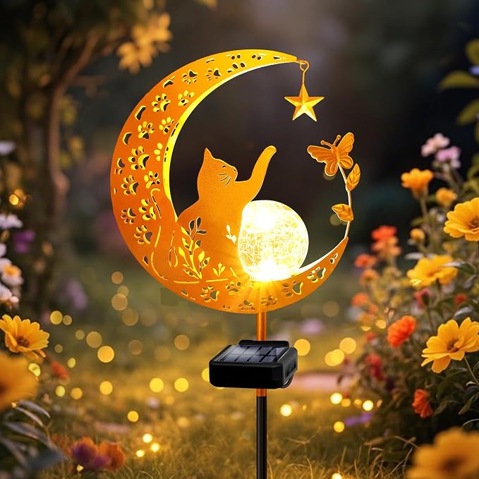 ZNYCYE Solar Lights Outdoor Decorative Moon Cat Butterfly Solar Stake Lights - Image 9