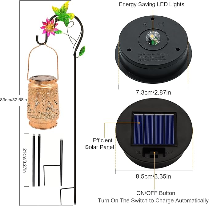 2 Pack Hummingbird Solar Lanterns Outdoor Garden Decor, Gifts - Image 4