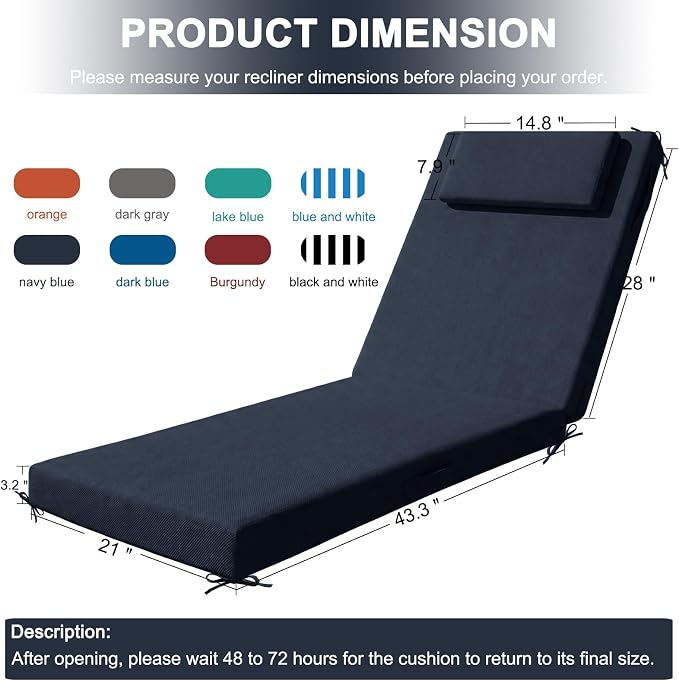 Outdoor Lounge Chair mat, 71 inches x 21 inches, Waterproof Chaise Lounge - Image 2