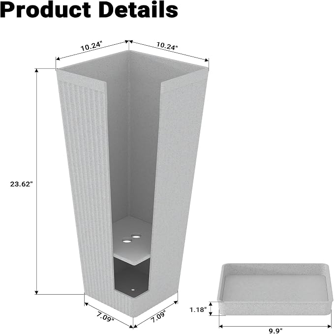 Tall Planters for Outdoor Plants Set of 2, 23.6" Large Taper Flower Plant Pots - Image 2