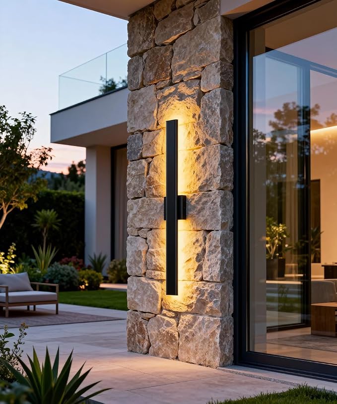 Aipsun Black Outdoor Wall Sconce 3000K 4000K 6000K, 39.4in Modern Exterior - Image 2