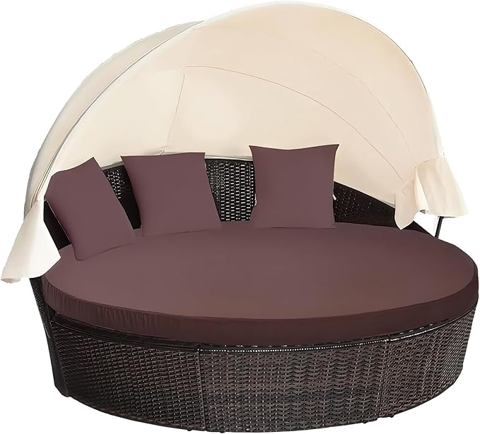 MICTONY Outdoor Daybed Cushion Cover, Sun Bed Cushion Cover, Outdoor Round Bed by Mictony
