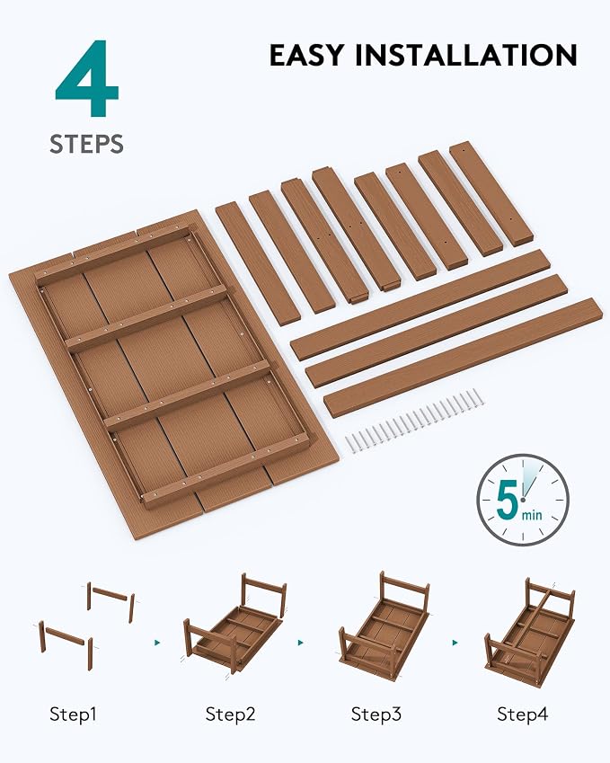 SERWALL HDPE Patio Coffee Table, Rectangle Outdoor Coffee Table, All-Weather - Image 7