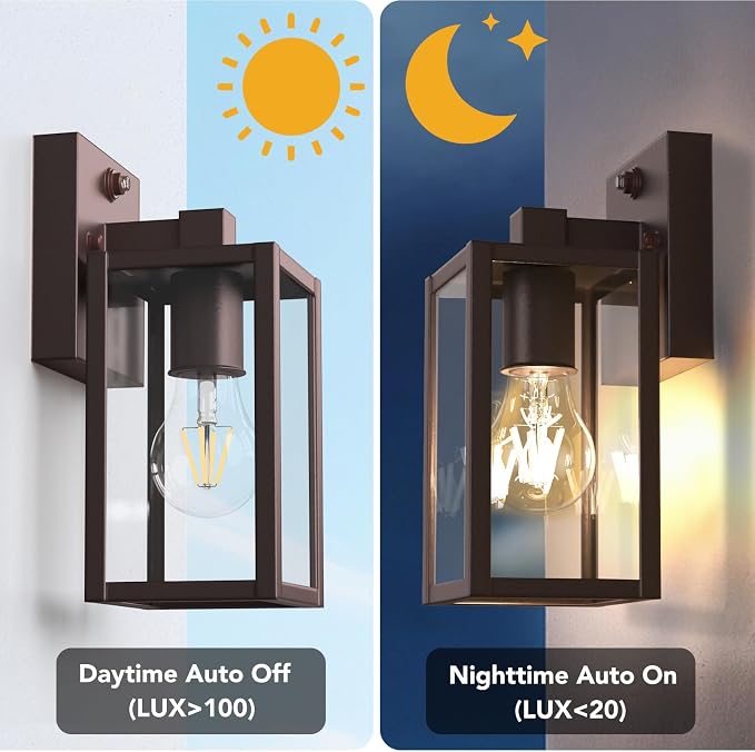 PARTPHONER Dusk to Dawn Outdoor Light Fixtures, Waterproof Exterior Wall Sconce - Image 3