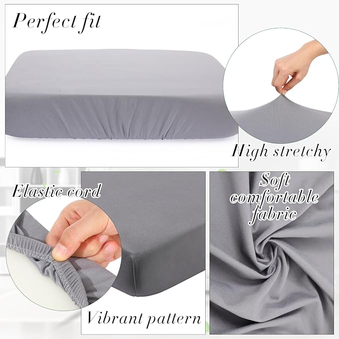 Newwiee 8Pcs Patio Cushion Covers Stretch Outdoor Cushion Cover Replacement - Image 3