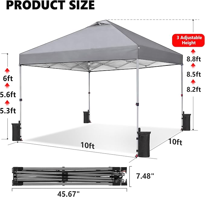 Sweetcrispy 10x10ft Pop Up Canopy Tent - Image 3