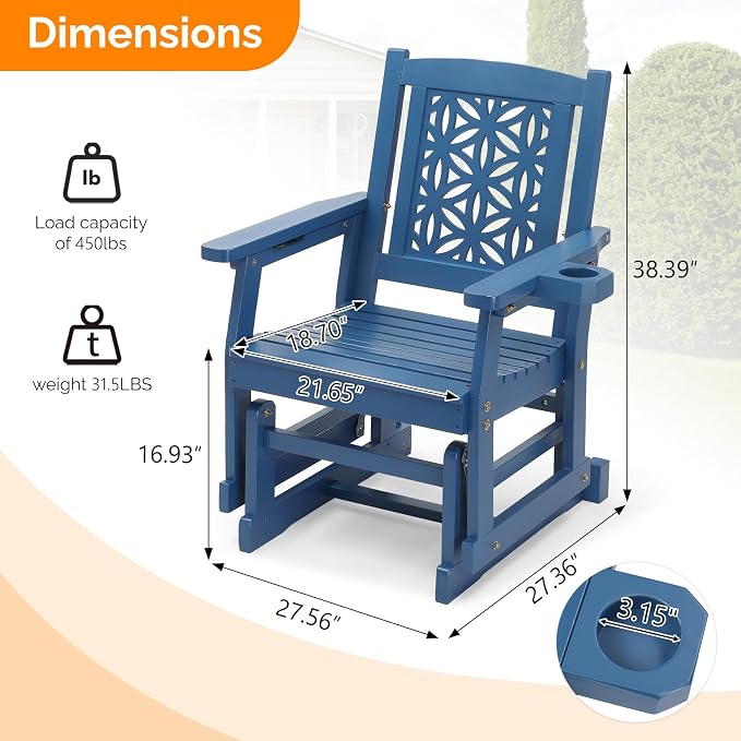 VINGLI Fir Wood Outdoor Glider - Image 3
