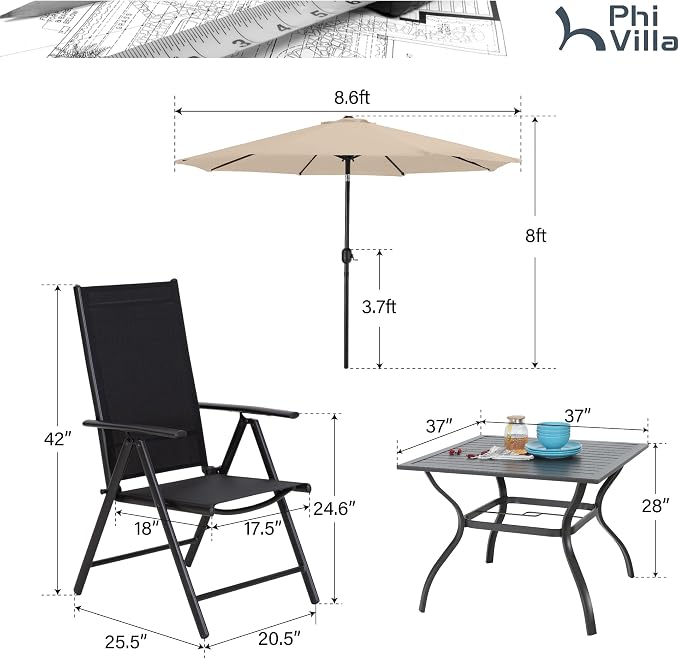 PHI VILLA Outdoor Patio Dining Set - Image 7