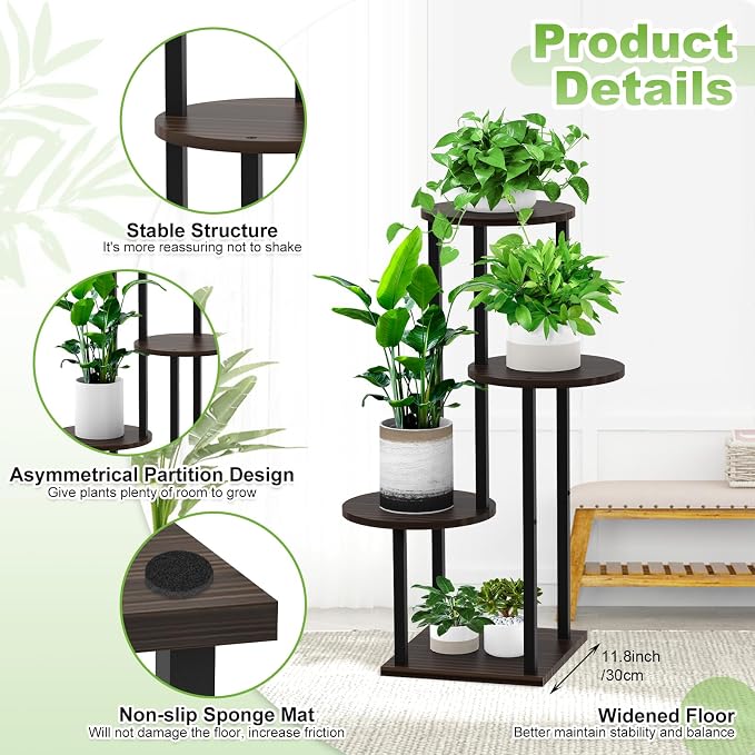 Plant Stand Indoor, 4 Tier Thickened Metal Corner Plant Shelf - Image 3