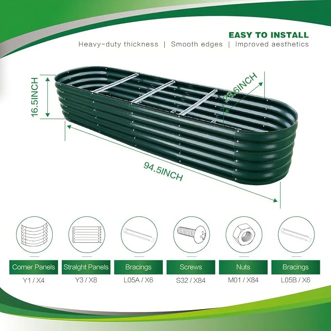 Gardmax Galvanized Raised Garden Bed, Lightweight Planter Boxes Outdoor - Image 4