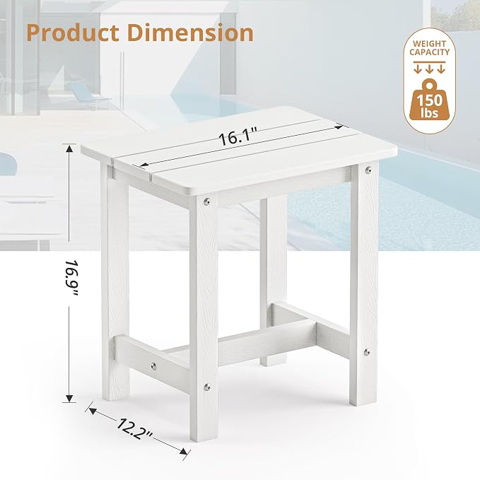 LUE BONA Outdoor Side Table Set of 2, HDPS Small Outdoor Table, Adirondack Side - Image 3