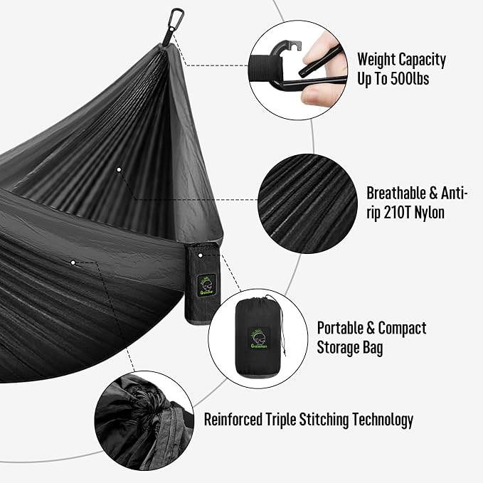 Grassman Camping Hammock Double & Single Portable Hammock - Image 5