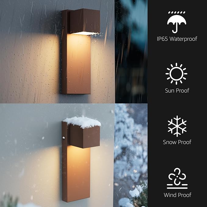 4 Pack 13" Modern Outdoor Led Wall Light, 16W 3000K 1200Lumen Porch & Patio - Image 2