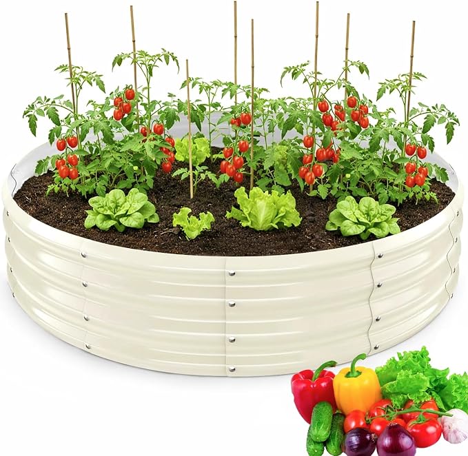 Round Galvanized Raised Garden Bed, Heavy Duty Metal Planter Box by Unknown