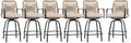 Outdoor Bar Stools Set of 6, 360° Swivel Metal Frame, Wicker Patio Bar Height by GOOGIC
