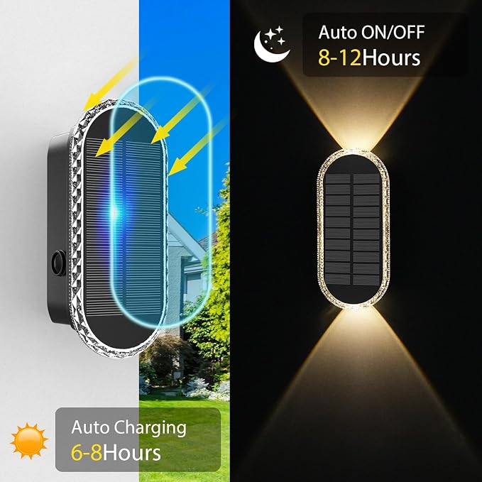 10 Pack Solar Fence Lights-RGBW Solar Powered Fence Wall Lights Waterproof - Image 5