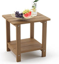 LUE BONA Adirondack Outdoor Side Table, 2-Tier Brown HDPS Patio End Table by LUEBONA