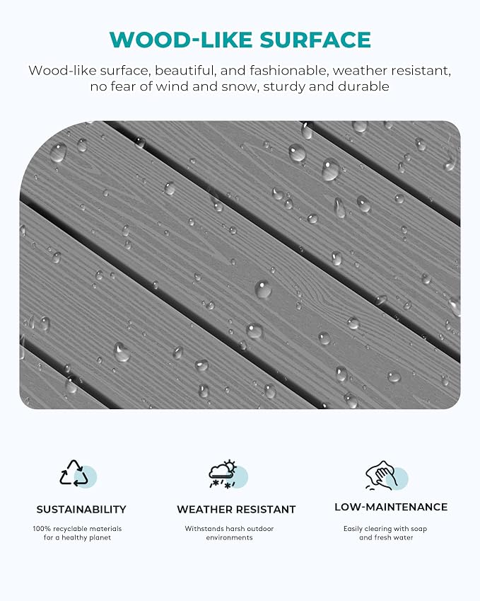 SERWALL Outdoor Coffee Table, HDPE Patio Coffee Table - Image 7