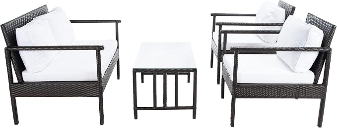 Safavieh Outdoor Collection Garnen Wicker Cushion 4-Piece Living Set PAT7714C - Image 3