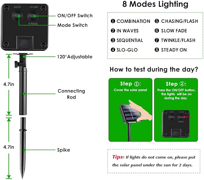 EEW 2 Pack 200 LED Solar Christmas Lights Outdoor Waterproof, Solar String - Image 3