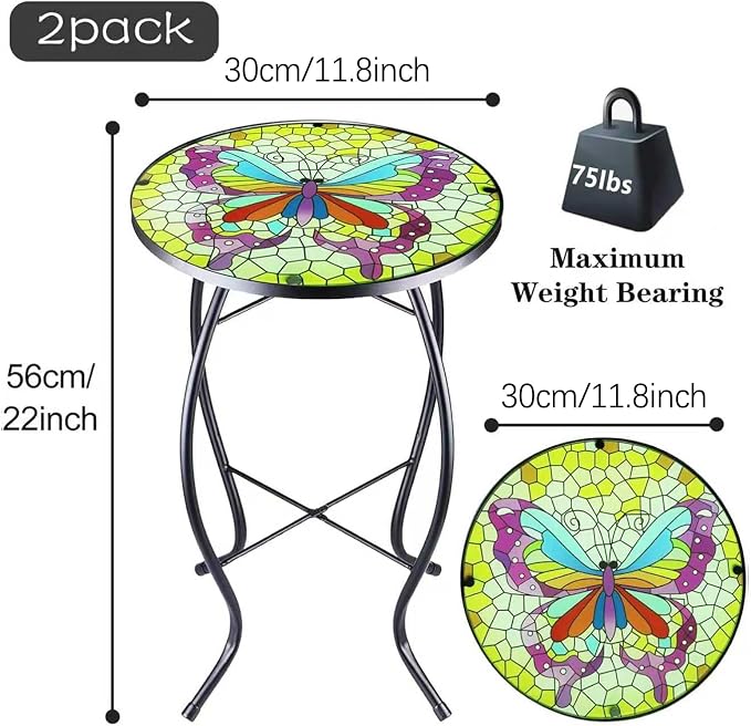 2PCS 12 Inch Small Outdoor Side Table - Image 3