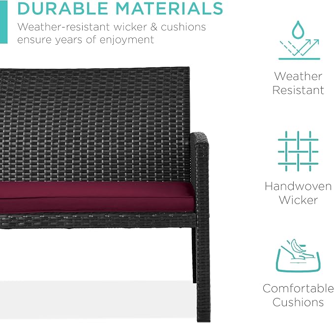 Best Choice Products 4-Piece Outdoor Wicker Patio Conversation Furniture Set - Image 3