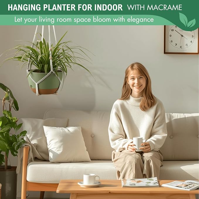 10 Inch Hanging Planters for Indoor Plants, Outdoor Hanging Plant Pot - Image 3