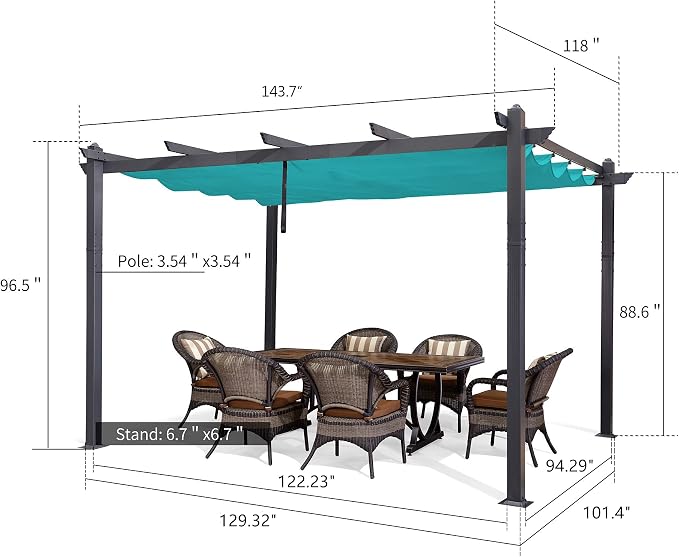 PURPLE LEAF 10' X 12' Outdoor Retractable Pergola - Image 8