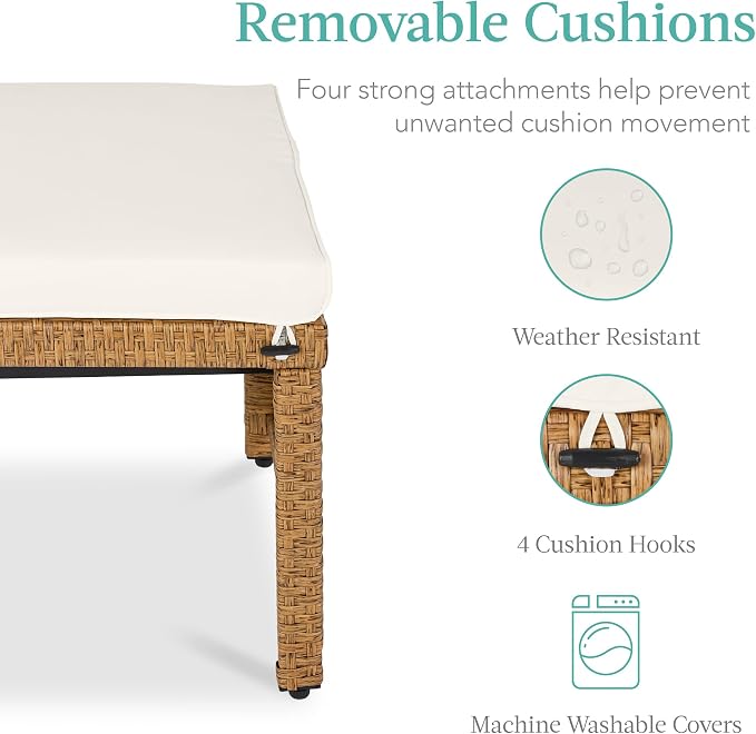Best Choice Products Set of 2 Wicker Ottomans, Additional Seating, Side Table - Image 6