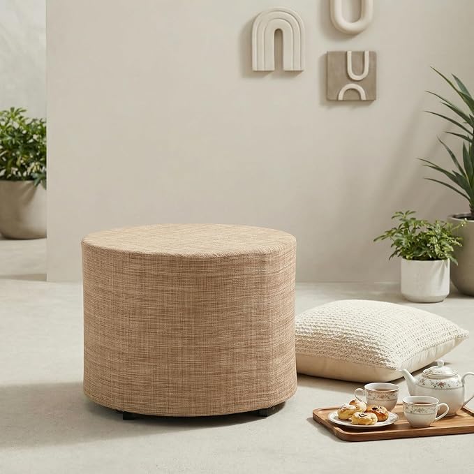 ONBRILL Outdoor Round Ottoman, All Weather Outdoor Footstool - Image 2