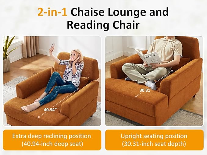 Oversized Chaise Lounge Chair, Cloud Fluffy Chaise Sofa Recliner - Image 6