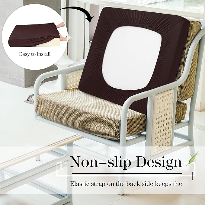 Newwiee 8Pcs Patio Cushion Covers Stretch Outdoor Cushion Cover Replacement - Image 5