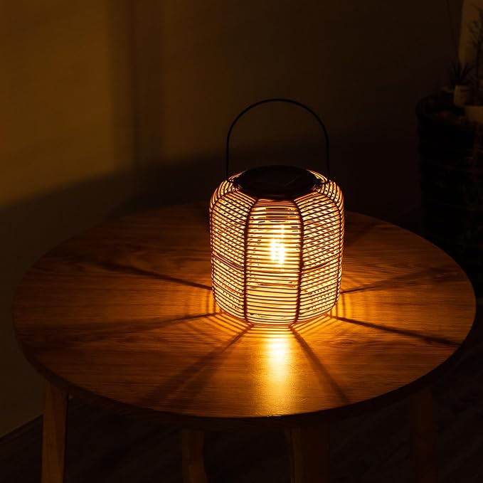 2PK Solar Lanterns Outdoor Waterproof Hanging Rattan Lantern Lights Solar - Image 2