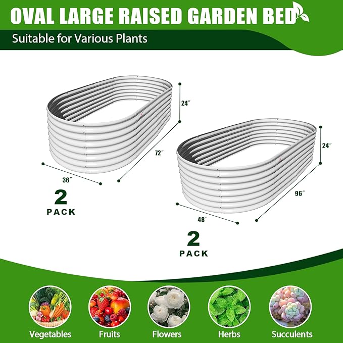 A ANLEOLIFE 4-Pack 6X3X2ft & 8X4X2ft Deep Root Galvanized Raised Garden Beds - Image 3