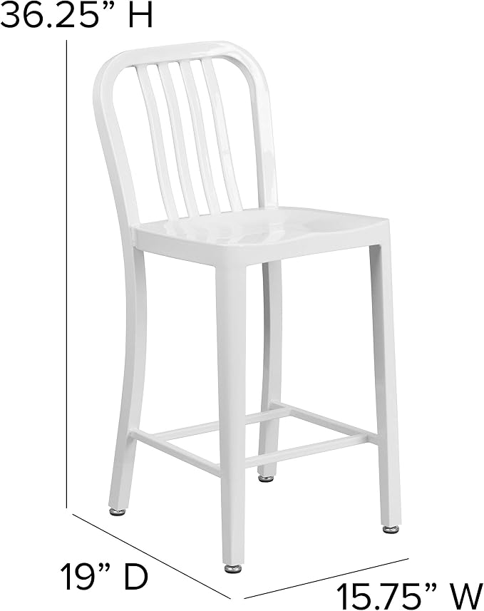 Flash Furniture Gael Commercial Grade 2 Pack 24" High White Metal - Image 3