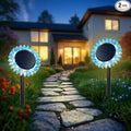 Outdoor Solar Lights, 2 Pack Led Solar Sunflower Lights, Stake/Wall 2-in-1 by GIUNN