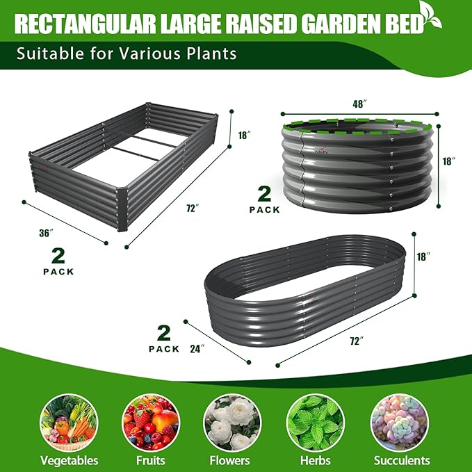 A ANLEOLIFE 6-Pack 4X4 & 6X3 & 6X2 Deep Root Galvanized Raised Garden Beds - Image 2
