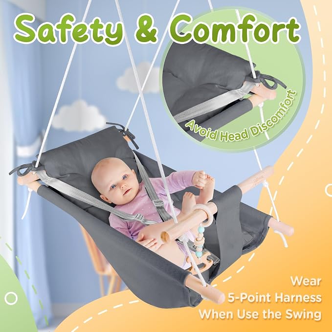 Baby Swing Indoor and Outdoor, Canvas Hammock Swing - Image 3