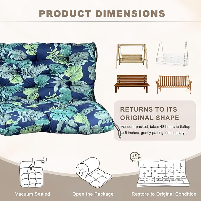 Porch Swing Cushion with Backrest, Waterproof Bench Cushion - Image 6