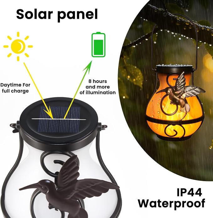 2 Pack Solar Lanterns for Outside Hanging, Solar Garden Lights Outdoor - Image 5